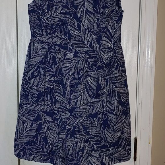 Entro Dress blue white patterned tie shoulder shift dress Sz S - Picture 2 of 5